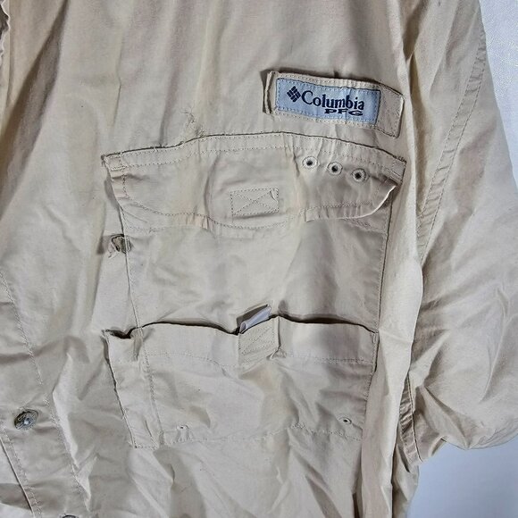 Columbia Bahama II Vented Fishing Shirt Mens Size 4X Beige Button Up - Picture 4 of 11